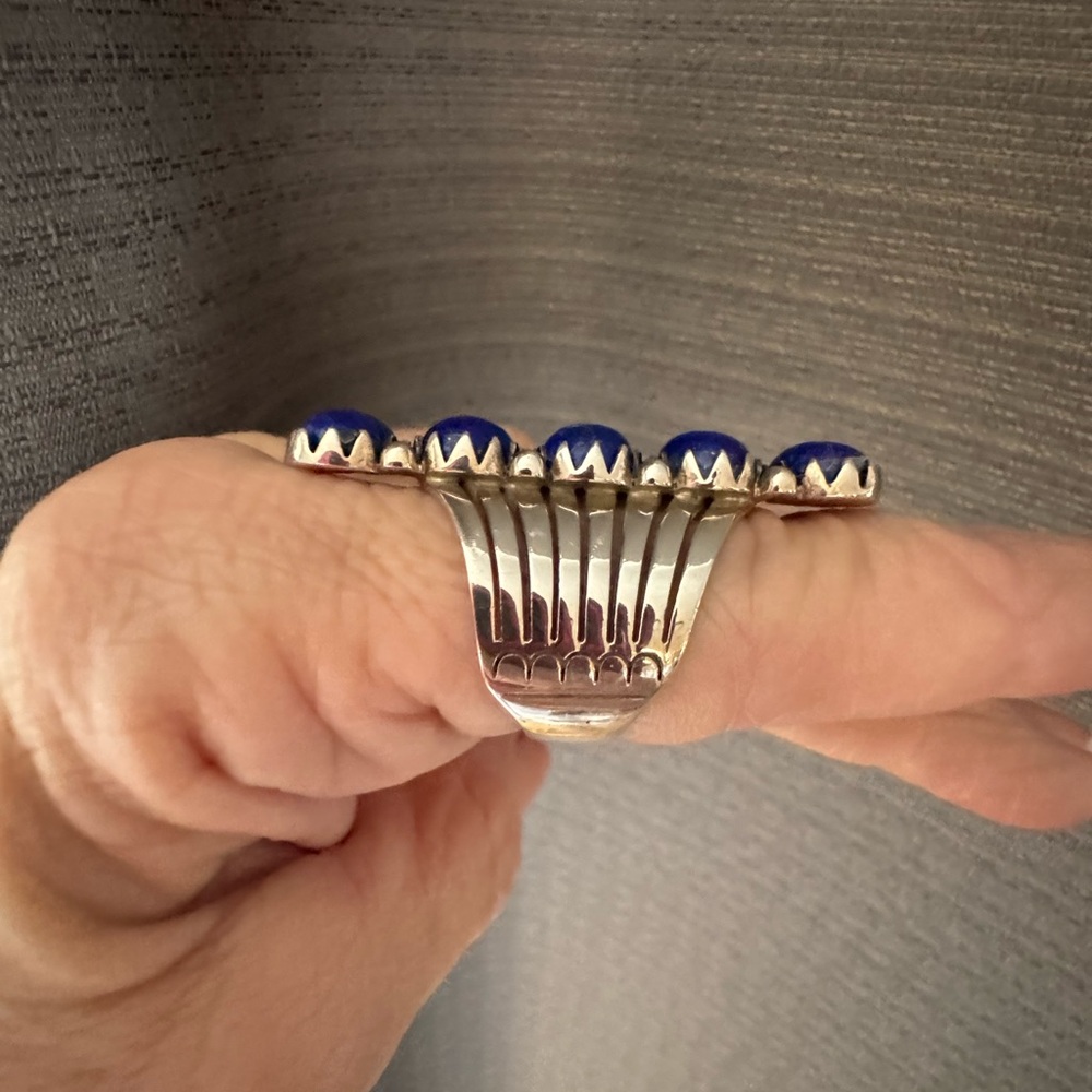 Native American sterling silver and blue lapis ring - Picture 2 of 3
